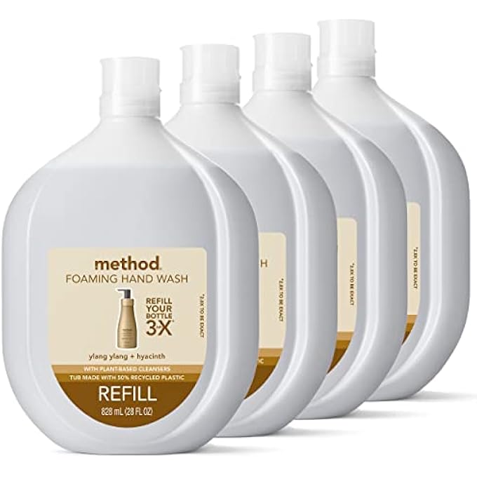 Method PREMIUM FOAMING HAND WASH REFILL, YLANG YLANG + HYACINTH, RECYCLABLE BOTTLES, BIODEGRADABLE FORMULA, 28 FL OZ (PACK OF 4) - Image 1